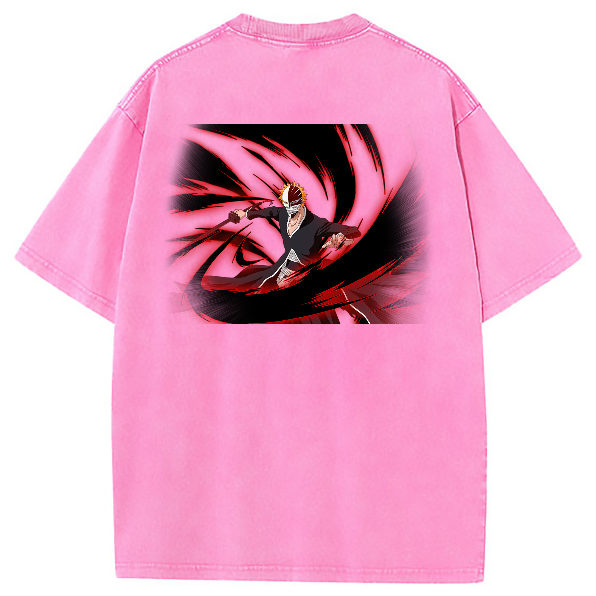 （画像用） ブリーチ 黒崎一護（くろさき いちご）BLEACH Kurosaki Ichigo 綿100% ヴィンテージ風 半袖Tシャツ（背面プリント）